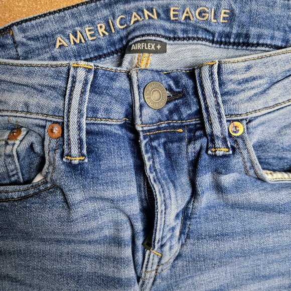 American Eagle Outfitters Airflex Jeans Mens 28x32 Blue Faded Skinny Grunge - Picture 3 of 5